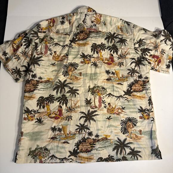 Newt Honolulu Hawaiian Shirt Mens XL Beige/ivory Hawaiian Life Print Cotton - Picture 5 of 5
